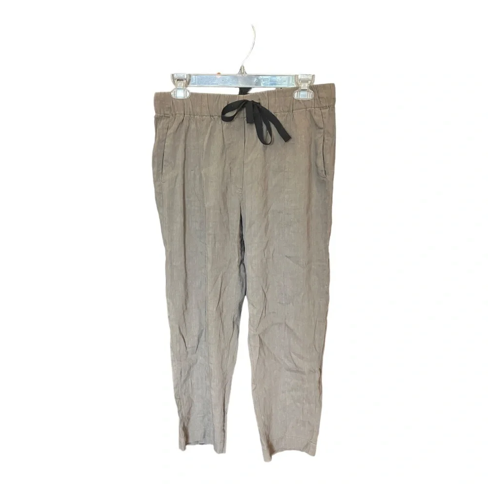 Aritzia Babaton Errol Linen Blend Cropped Pants Olive Taupe Drawstring Size M